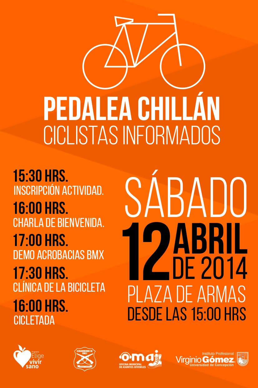 CICLISTAS INFORMADOS / 1er Evento día 12 de Abril 2014, Plaza de Armas de Chillán.