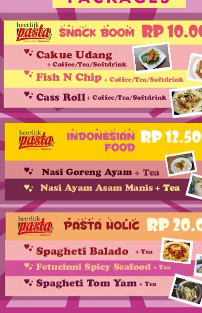 lets enjoy with pop art design,many games , speciality pizza,pasta and indonesia food ,WIFI,mini library
HEERLIJK PASTA
Jln. KH Mukmin ruko CIWALK RE/02
SDA