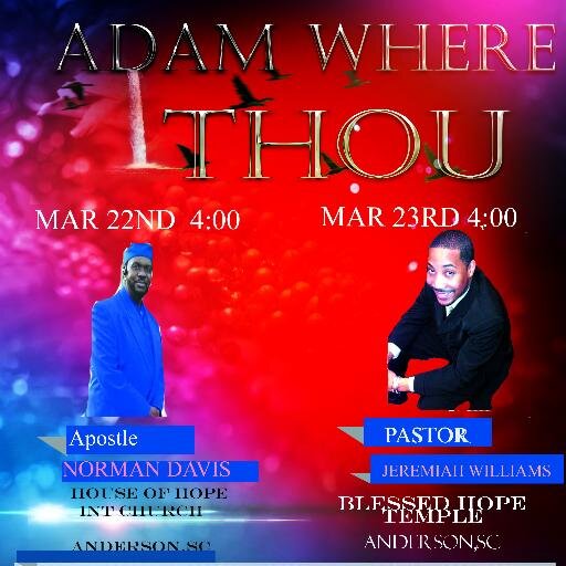 Adam Where Art Thou Conference is a conference for men and women it is to EMPOWER them to GO FORTH. For more info tweet me or Direct message me.