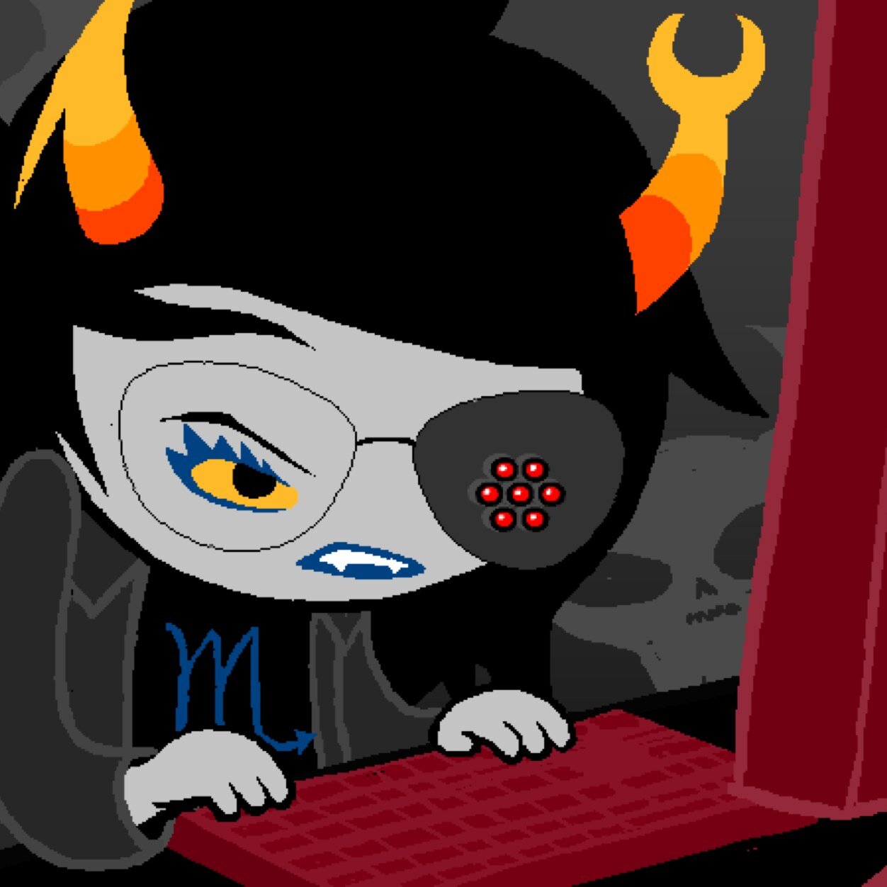Your name is VRISKA SERKET and you're pretty much the biggest badass in all of Alternia. ♥: ? ♠: ? ♣: ? ♦: ?