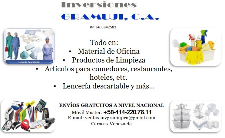 Empresa venezolana dedicada a la venta y distribución de artículos de limpieza, material de oficina, descartable y todo tipo de suministros que se requieran.