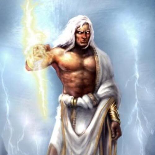 El rey de los dioses, dios del rayo y de los cielos, hermano de Hades y Poseidon. Hijo del titan cronos y padre de la mitad del Olimpo