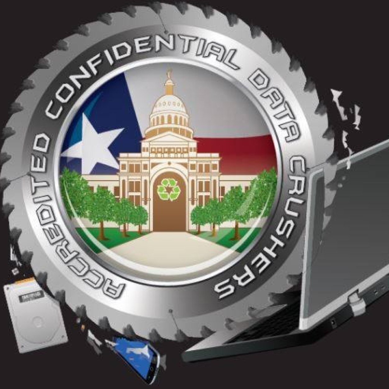 ONSITE Shredding of Hard Drives, Computers, & Other Materials.
- 100% Recycled 
- Small Business/Woman Owned 
- Employs Military Veterans
- HUB & BBB Accredited