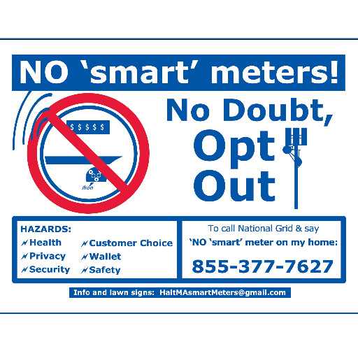 HMSMeters's profile picture. Un-'smart' meters are a clear and present danger to: Privacy, Security, Safety, Health, Wallet & Customer Choice.  Call NGrid: 'opt out' today: 855-377-7627!