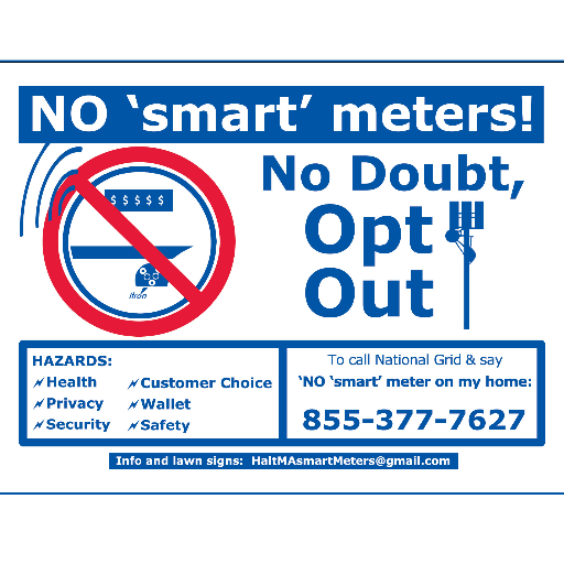 Un-'smart' meters are a clear and present danger to: Privacy, Security, Safety, Health, Wallet & Customer Choice.  Call NGrid: 'opt out' today: 855-377-7627!