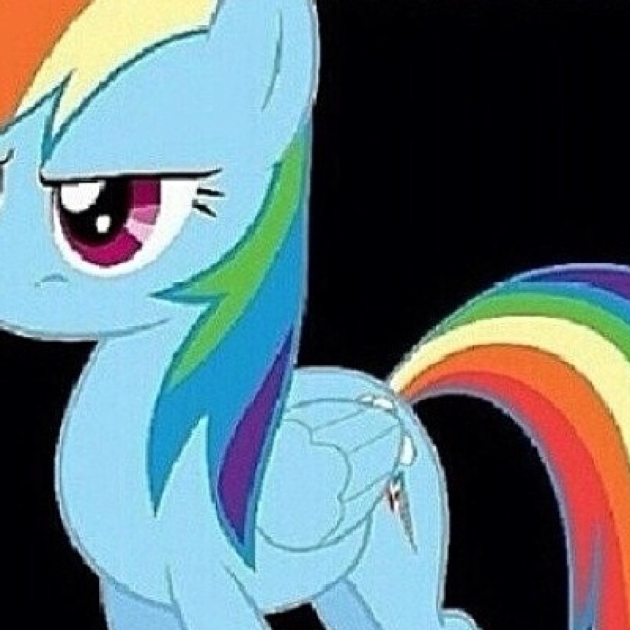 I love rainbow dash. She has anger promblems but she cool. Rainbowdash loves to play soccer and she always gets mad at pinkie pie. RainbowDash is a girl btw.