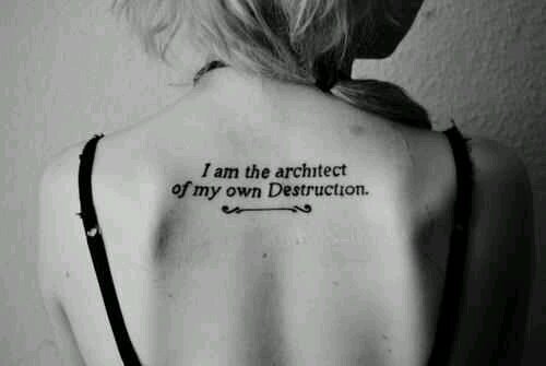 Destroying myself, and don't even realize it anymore.

But I might be destroying myself for you..