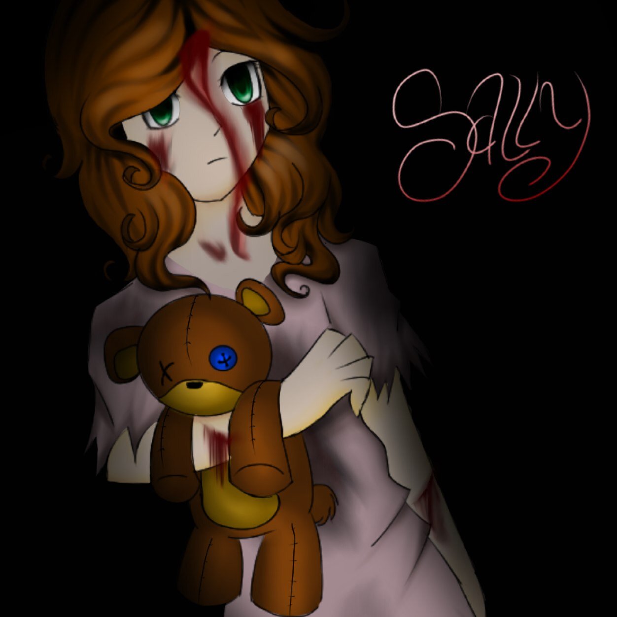 Hi! Im Sally! I treat every creepypasta as my brother or sister! Dont take my teddy!