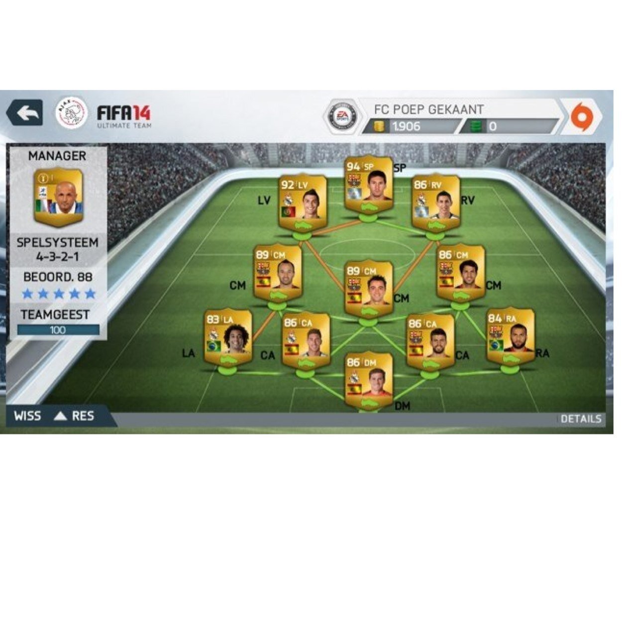 FIFA 14 IOS SPELER,
STOP MET FIFA, GEEF DAAROM MN COINS WEG.
RONALDO IF IN PACK GEKREGEN, 
TEAM OP AVA IS MIJN TEAM !