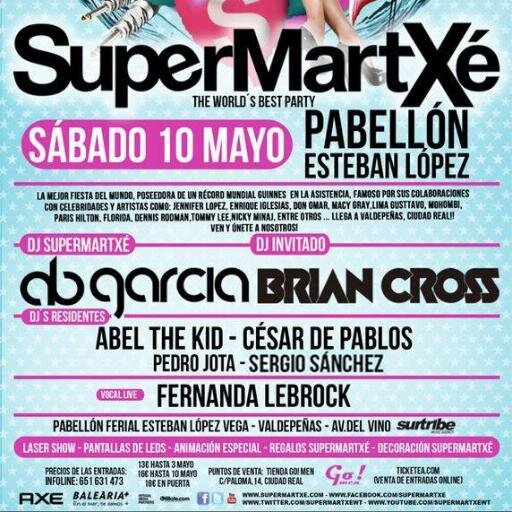 SuperMartXé llega a valdepeñas!! Sabado 10 de mayo !! No te quedes sin tu anticipada,Laser Show,Pantallas Led,Animacion Especial,Regalos y Decoracion SupermartX