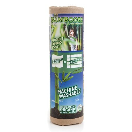Rayon from Organic Bamboo Paper Towels. Reusable & Machine Washable. One roll replaces up to 286 paper towel rolls.  Recently featured on ABC's Shark Tank.