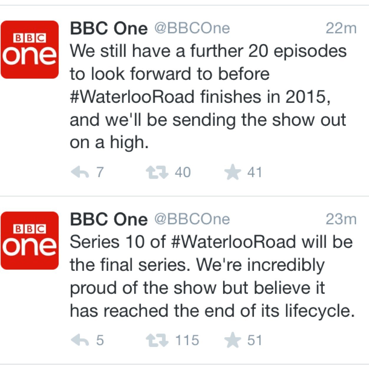 SaveWR's profile picture. Help up save the popular BBC1 show Waterloo Road, that has been axed. Final episodes to air 2015. Sign the petition below to help stop it being cancelled.