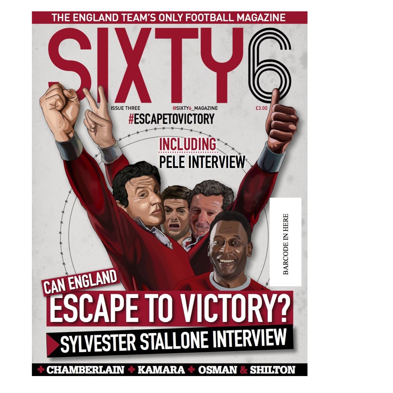 SIXTY6 is the ONLY retro magazine for the England football team. Available via iTunes & Google Play. Issue Three with Sly Stallone and Pele available on 23/04