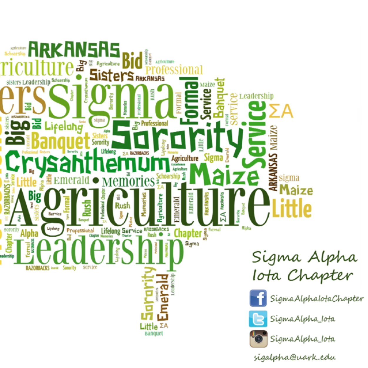 Sigma Alpha is a professional agricultural sorority that promotes scholarship, leadership, service and fellowship. University of Arkansas - Iota Chapter