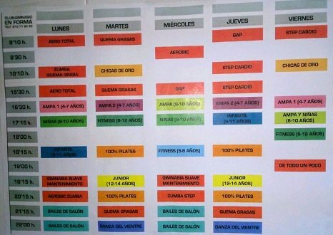 En nuestro gym podrás encontrar cualquier actividad: zumba; pilates; danza vientre; bailes de salón; quemagrasa;baile moderno, funky, gap, step stamos c.sultana