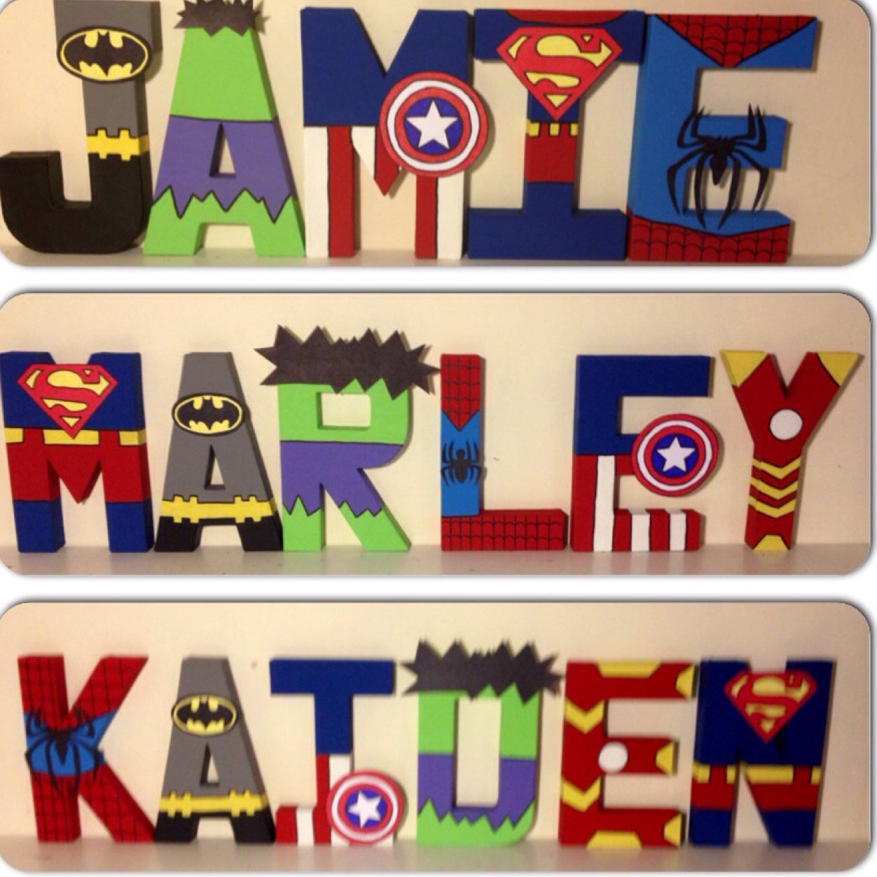 I handpaint paper mache character letters .I can do most themes and styles,ideal for kids bedroom, Also make hand painted personalised character canvases.