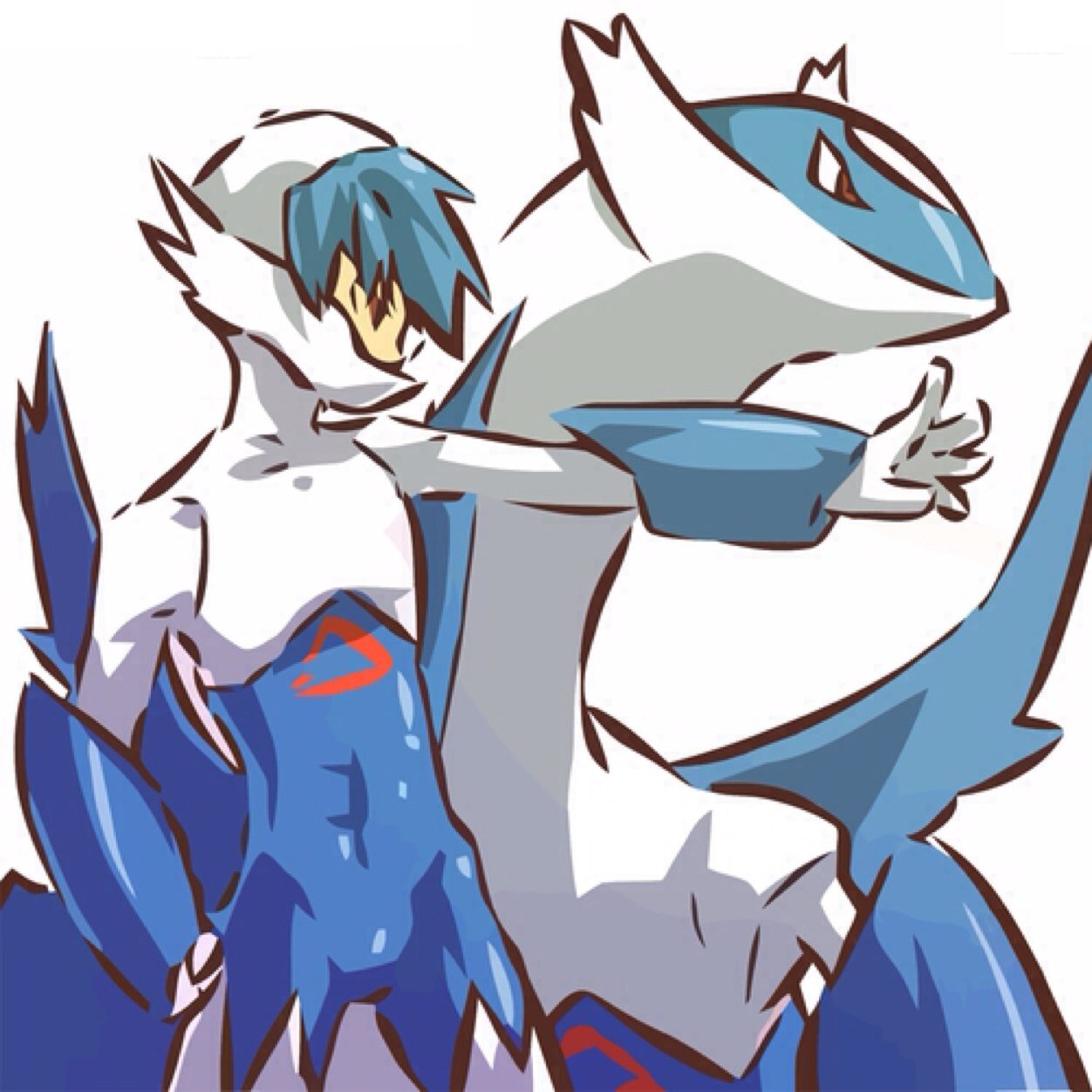 The enemy of my enemy is my friend. Lvl. 50 Moves: Shadow Claw,Steel Wing,Aerial Ace & Shadow Ball Nature: Calm Capable of taking hits.