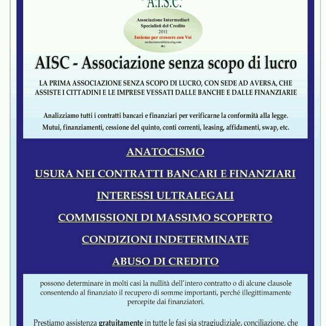 Associazione pro consumatore e imprese
Contratti bancari e finanziari - sovraindebitamento - tutela legale -