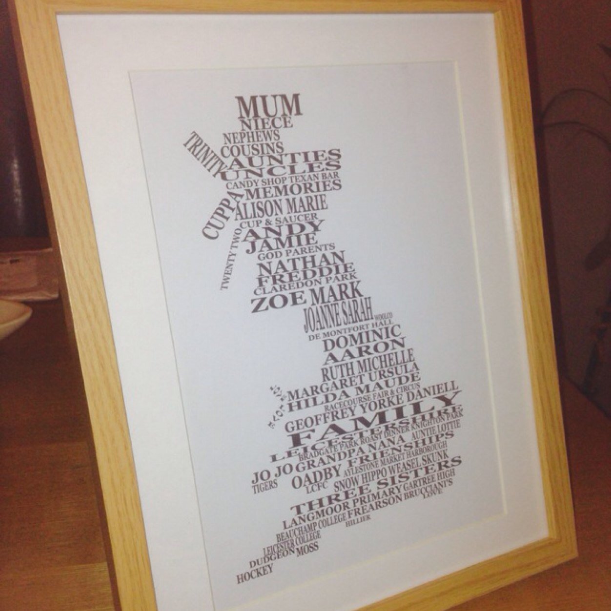 Personlised framed word art Made with your words , perfect keepsakes for weddings , birthdays , anniversaries the list is endless Also like us on facebook
