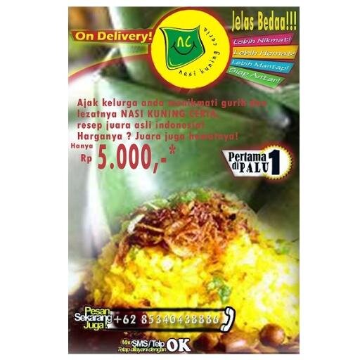 NASI KUNING CERIA!! ^^ ajak keluarga anda menikmati lezatnya nasikuningceria resep juara asli indonesia, mulai jam 05.00 -10.00 pagi,delivery order.085340438886