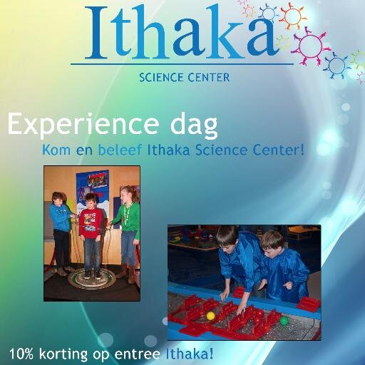 ExperienceISC's profile picture. Ithaka Science Center organiseert op 20 juni 2014 een Experience dag voor jong en oud! Kom en beleef Ithaka bij de grote tent vóór het Gemeentehuis! Gratis!