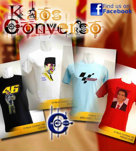 Kaos Converso adalah penjualan online yang menyediakan beragam kaos dengan desain keren. Bahan kaos bermutu (standar distro) yaitu Cotton Combed 20s.