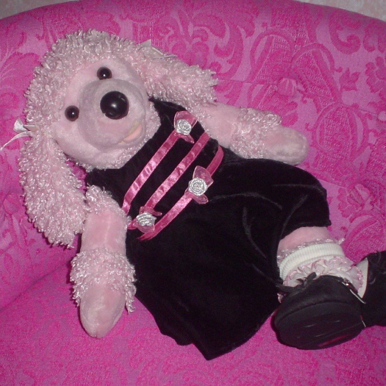 I'm Bunny the Pink Poodle. I live with my BeautyBearFriends. We like PJ Days with breakfast in bed. We also like Dress Up days, partys and fine dining too.