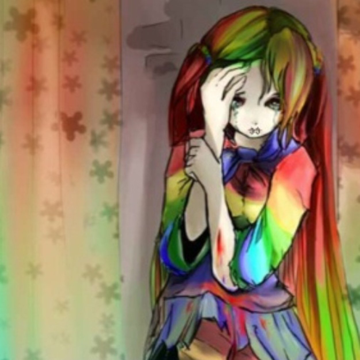 |15 y/o||Birth day: May 17th||Depressed||Loves candy||Artist||Forgetful||Does not believe in true love||Anti-social at times||RAINBOWS!!!||OC|