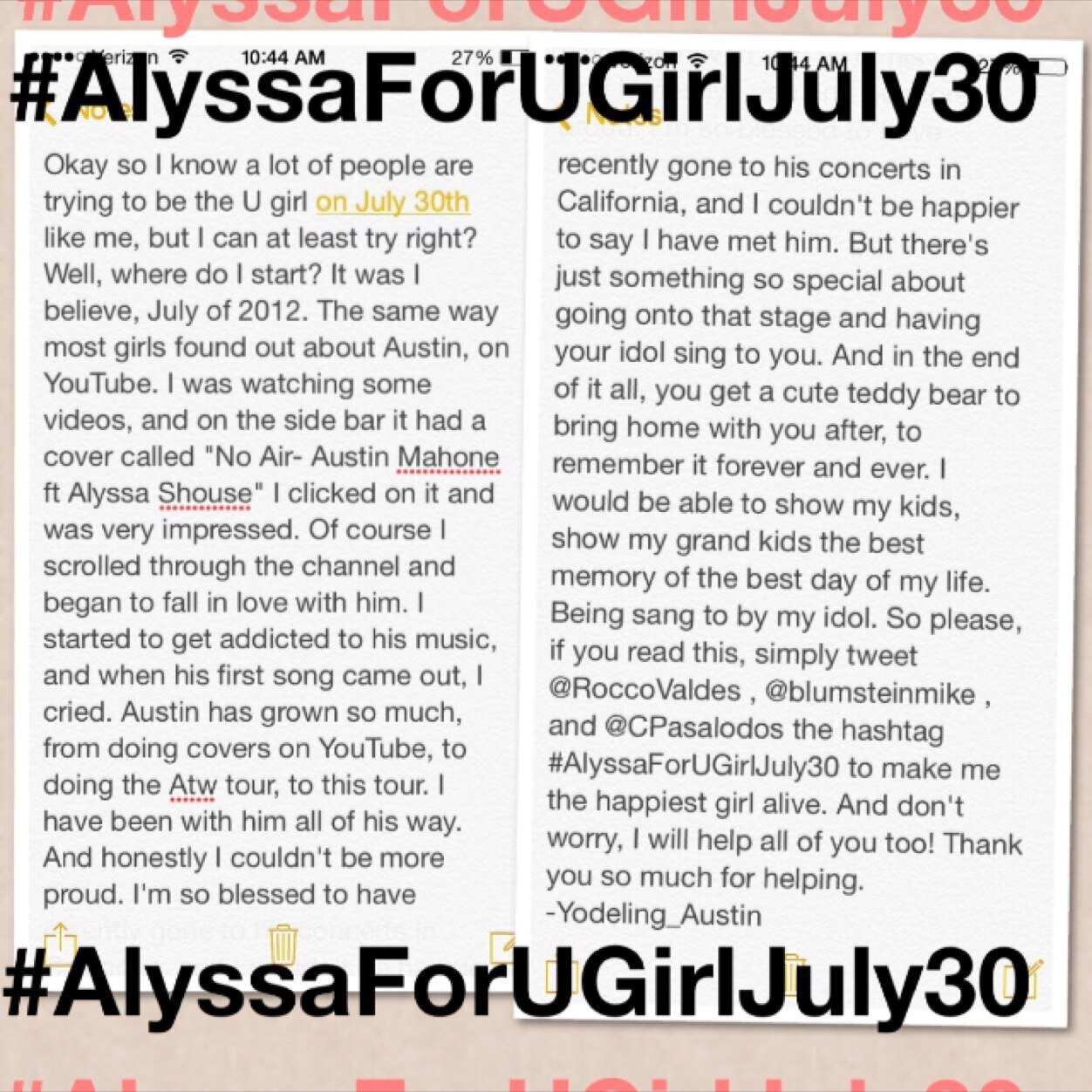 https://t.co/wVmL6ebGC3 rt that, tweet the hashtag #AlyssaForUGirlJuly30 to managment, and BOOM. Im happy. Isnt it simple?