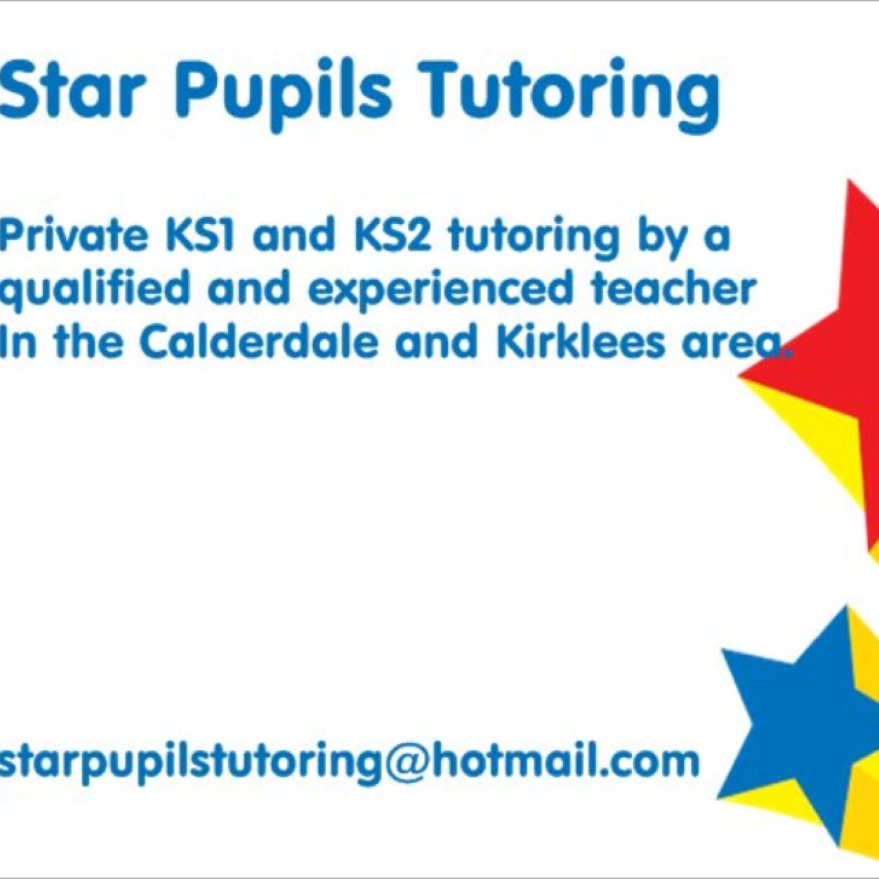Numeracy/literacy/handwriting primary tuition by a qualified teacher in the Kirklees and Calderdale area. starpupilstutoring@hotmail.com