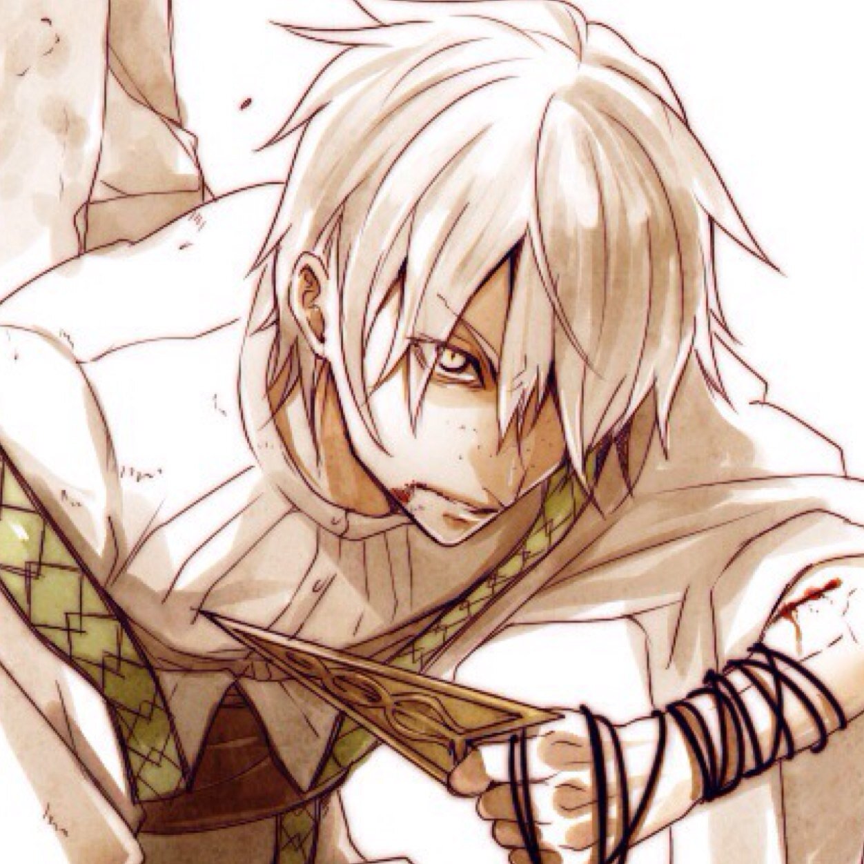 【《ジャーファル》Ja'far 】《Advisor to Sinbad》『Using excuses such as 'For the sake of the country,' to bind someones life. I'll never get used to this, will I?』