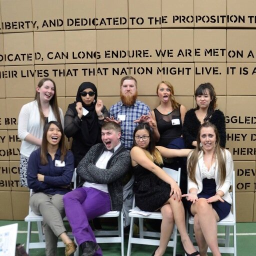 Craig Welsh's advanced graphic design class -- carving the Gettysburg Address into a bunch of boxes. #GettysBoxAddress
