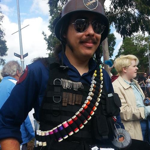 A lone repairman roaming conventions in an never-ending crusade against cosplay malfunctions and breakages.