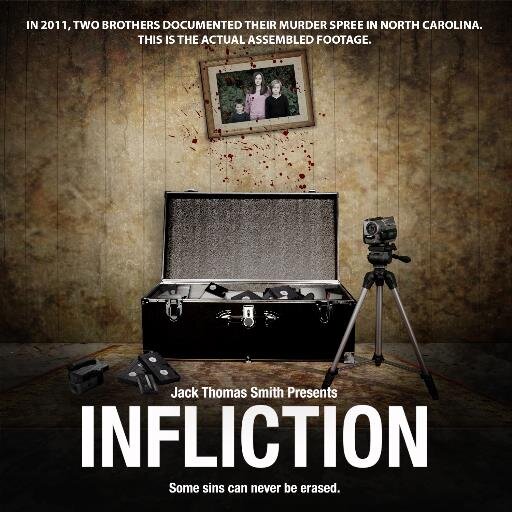 Infliction is the actual assembled footage taken from the cameras belonging to two brothers, who documented a murder spree in NC. Available now!  @JackTSmith1