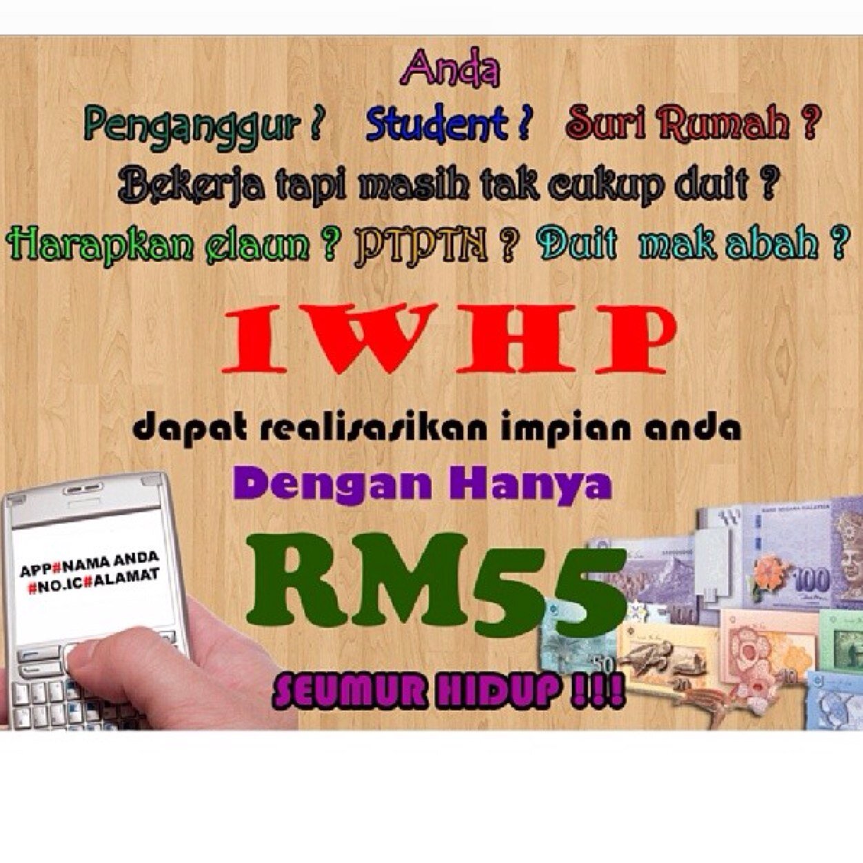 Dduk shj pegang phone online tnpa duit masyuk?? LEBIH BAIK DUDUK SAMBIL DUIT MASUK! MODAL RM55 SHJ! INCOME RM200-700 SEMINGGU whtsapp 0122511404/onewhpfast@y.c