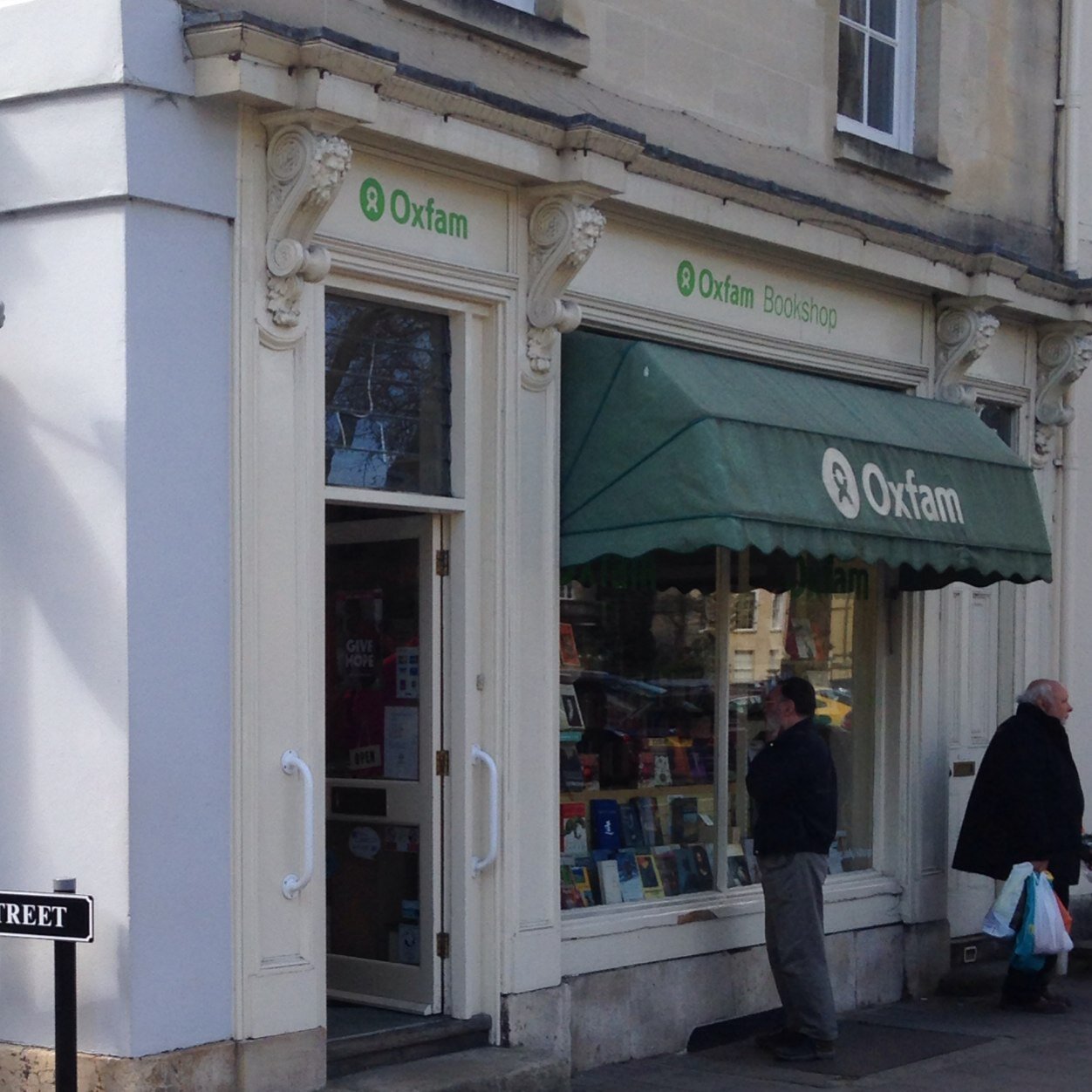 Oxfam's first specialist bookshop, at 56 St. Giles Street in Oxford. Open 7 days a week 📚