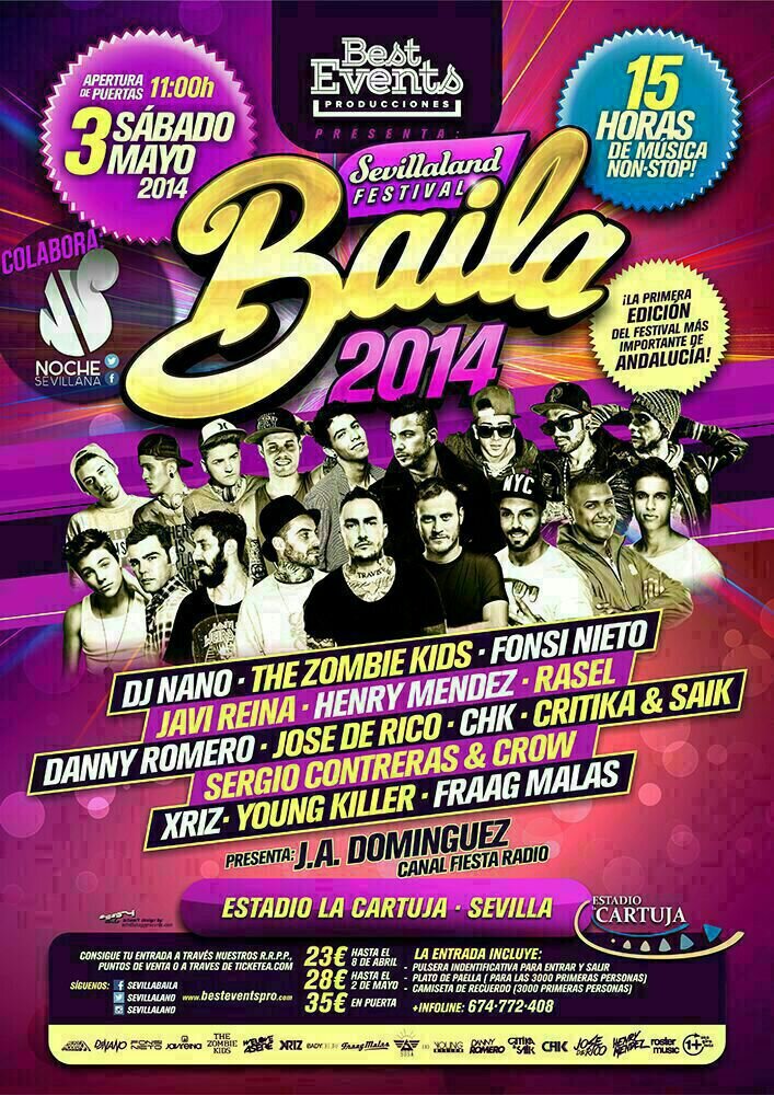Entradas del festival Sevillaland. Entradas por md. Mayores de 16 años.