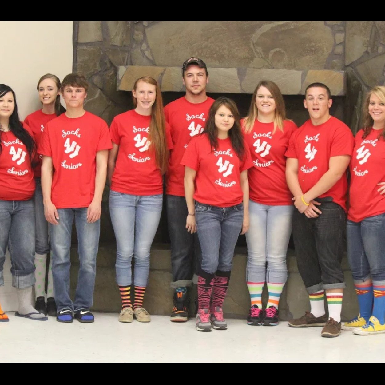 High school seniors trying to raise awareness about elderly neglect and bring warm feet and happy hearts to the elderly in nursing homes.