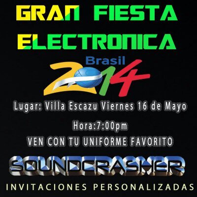 ¡Ven a la Gran Fiesta Electrónica 2014! junto a @soundcrashersc , vístete con tu uniforme favorito y disfruta toda la noche.