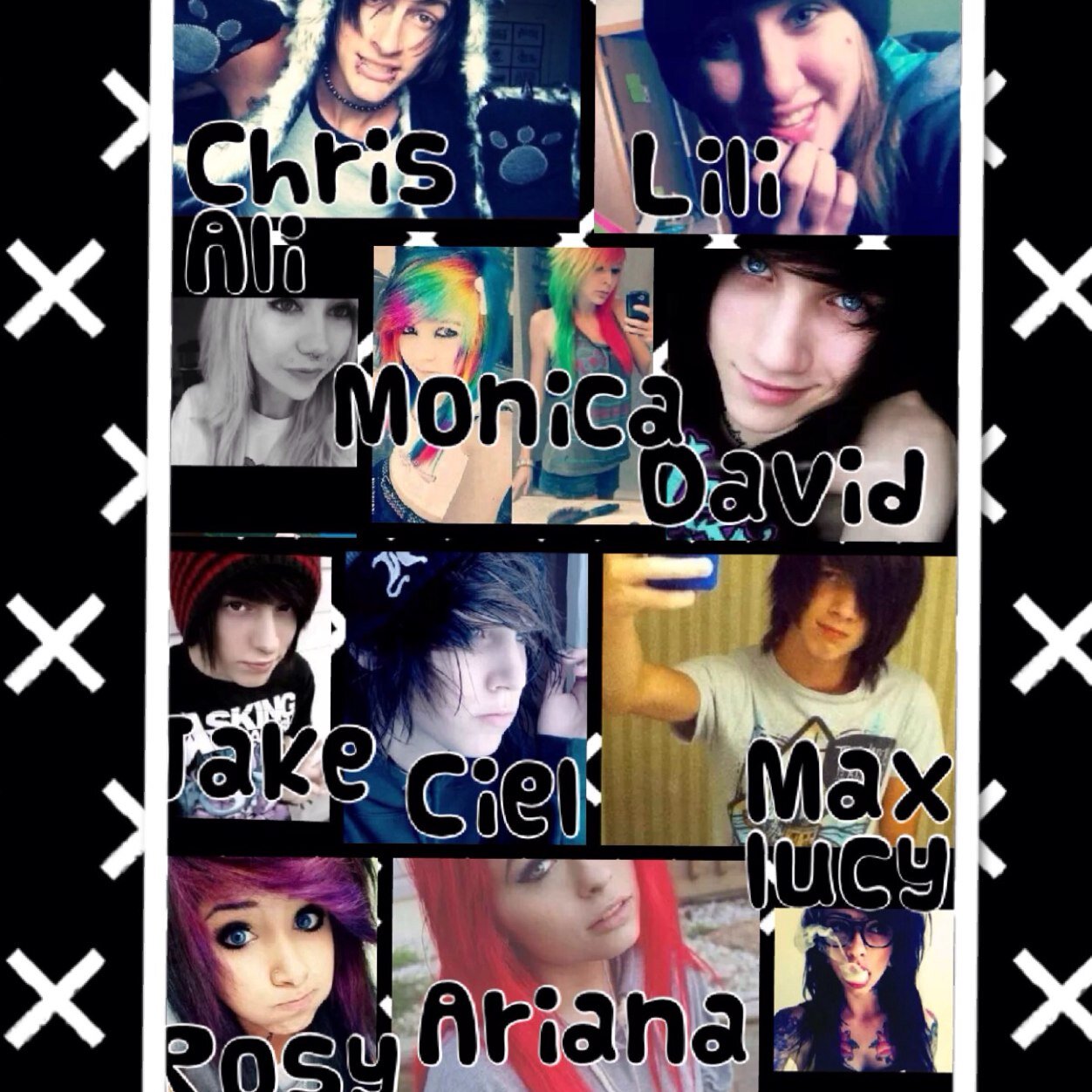 Rosy: #S #19/ Ali: #S #19/ Lucy: #S #21/ Monica: #S #16/ Lili: #S #15/ Ariana: #S #20/ David: #S #21/ Max: #S #18/ Chris: #S #22/ Jake: #T @hannahirldream #17