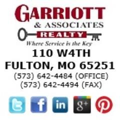 'Your Full Time, Full Service, Fulton, MO Area REALTORS®' Garriott & Assoc. Realty! #whereserviceisthekey