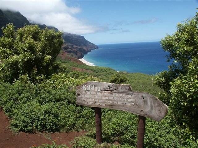 The Kalalau Trail is an 11 mile trail that leads from Ke'e Beach to Kalalau Beach on the island of Kauai in Hawaii.