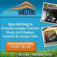 Original Shelters is a manufacturers dealer specializing in Portable Garages, Outdoor Carports, Garden Greenhouses, and other all weather shelters.