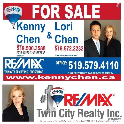 Broker RE/MAX Twin City Realty Inc. Brokerage - Kitchener Fluent in Mandarin , Taiwanese  and Cantonese Tel: 519-579-4110 Mobile: 519-500-3588