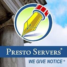 Presto Servers is the J.D. owned and operated company that executes your process serving and subpoena domestication needs. WE GIVE NOTICE®