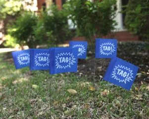 TAG FLAGS & TAG TAPE: The Perfect Prank! Tag friends...fast, fun &friendly (bc there is nothing nice about cleaning up toilet paper!)