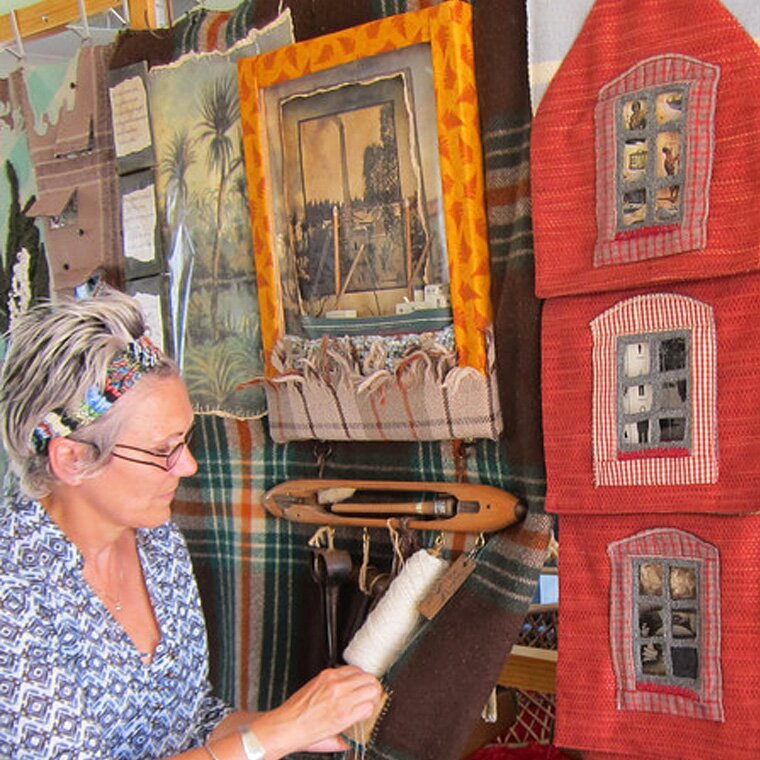 Handmade captures all my interests – history, music and words combined with resourceful use of fabrics and especially memorabilia.