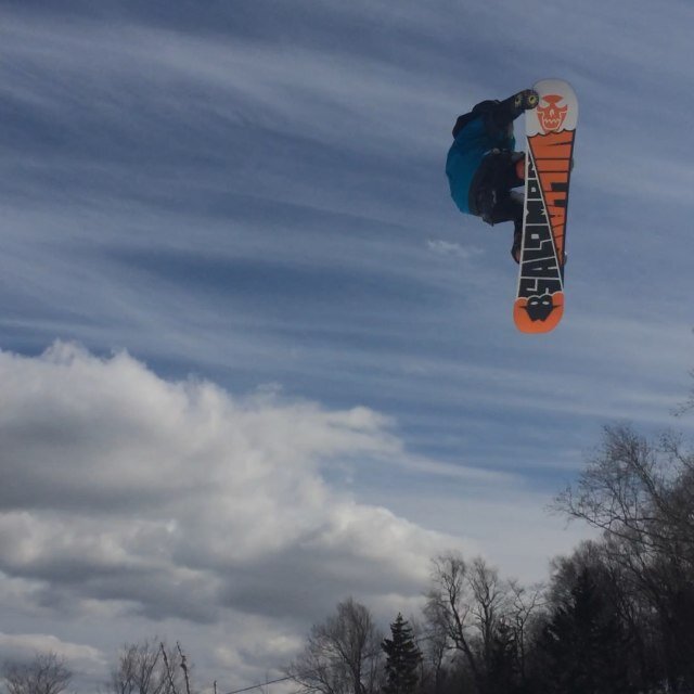 Snowboarding.