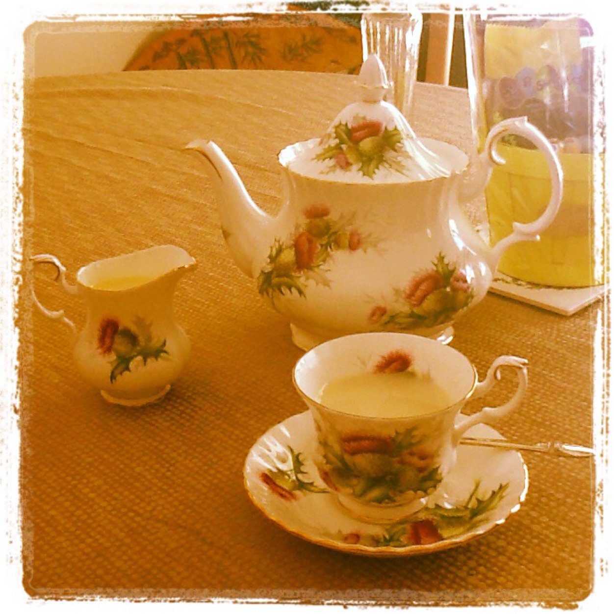 Coffee with cream, reading, cooking, antiques and vintage ... two cats and shoes....