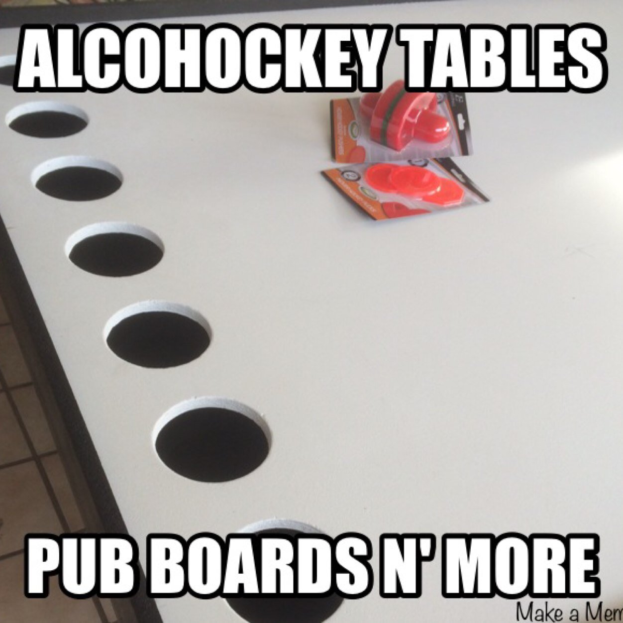 Pub Boards N' More is your one stop shop for custom Alcohockey, Beer pong, poker, Corn Hole boards, Drink-Aaa towers, Battleshots and Drink-O boards.